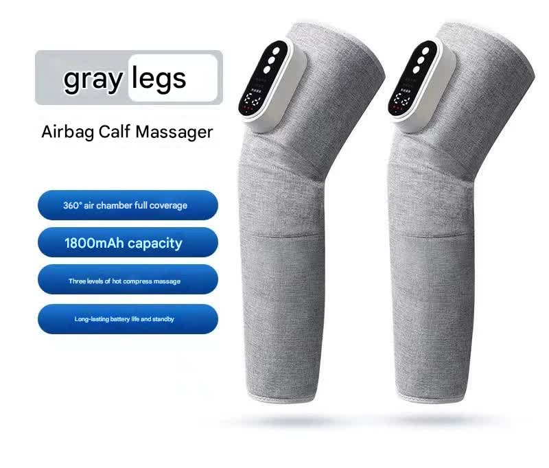 Rechargeable Air Compression Leg Massager with Heat Therapy for Knee & Calf Relief(grey-Double) Tristar Online