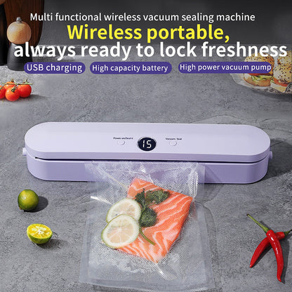 Wireless Portable Vacuum Sealing Machine - Automatic Food Sealer with LCD Display & Dual Modes(Purple) Tristar Online