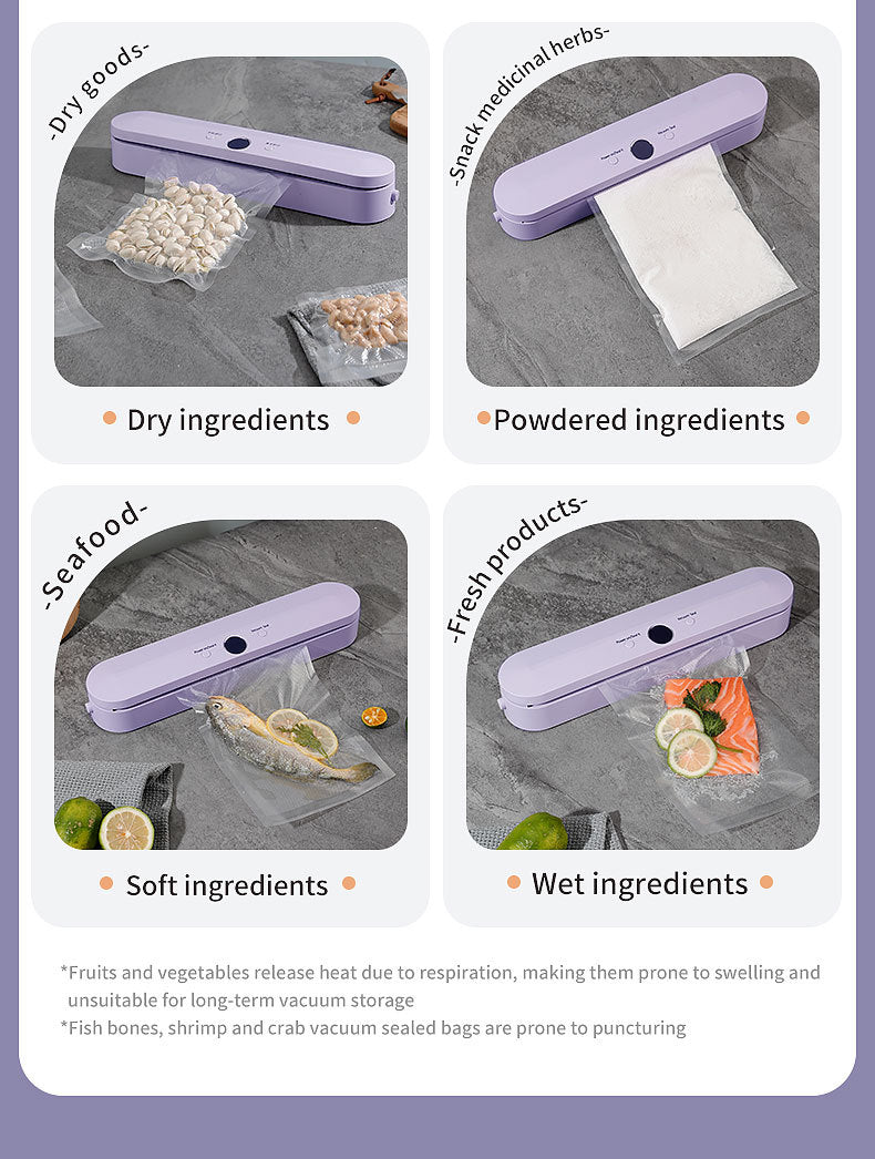 Wireless Portable Vacuum Sealing Machine - Automatic Food Sealer with LCD Display & Dual Modes(Purple) Tristar Online