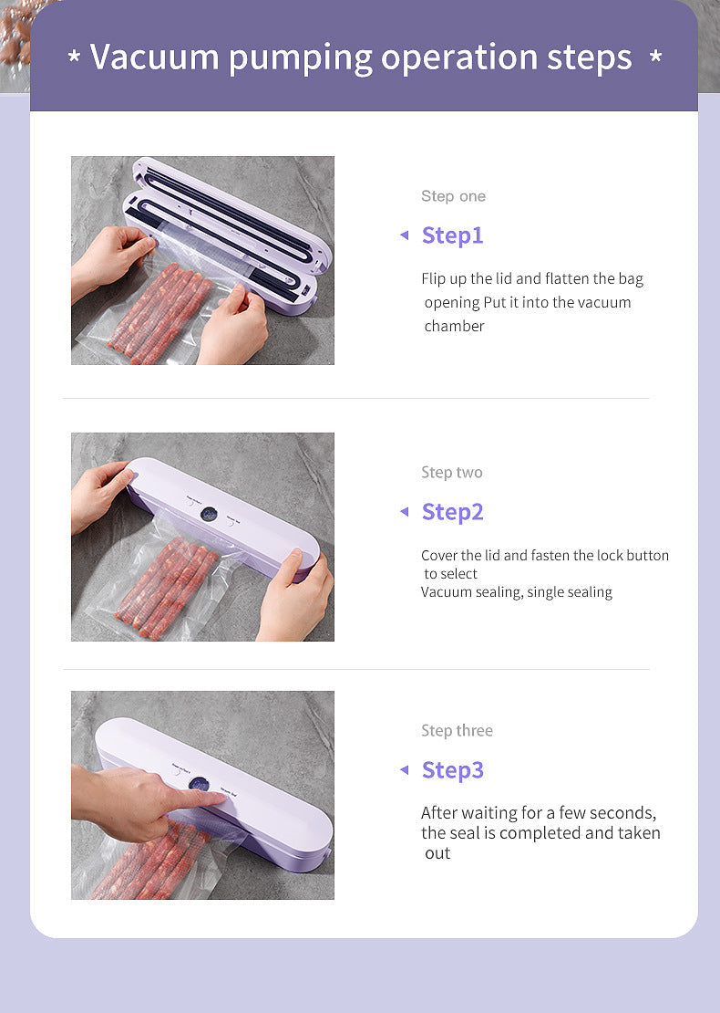Wireless Portable Vacuum Sealing Machine - Automatic Food Sealer with LCD Display & Dual Modes(Purple) Tristar Online