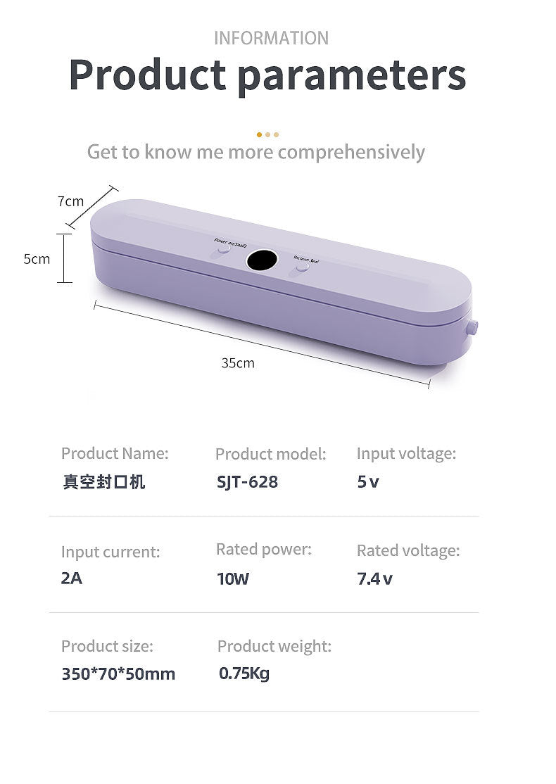 Wireless Portable Vacuum Sealing Machine - Automatic Food Sealer with LCD Display & Dual Modes(Purple) Tristar Online