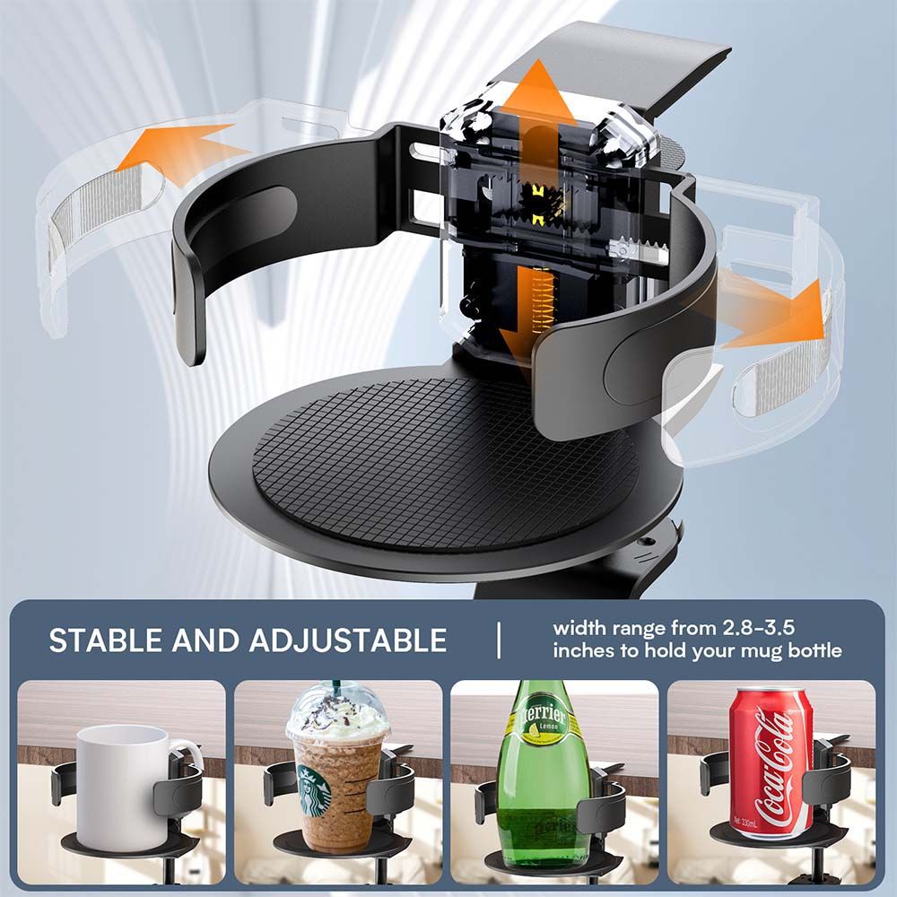 Two desktop clip-on cup holders and headphone hanger - adjustable, non-slip silicone, maximum load 15KG(black) Tristar Online