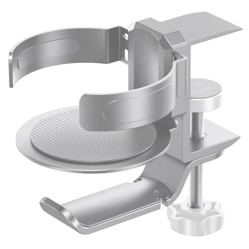 Two desktop clip-on cup holders and headphone hanger - adjustable, non-slip silicone, maximum load 15KG(silver) Tristar Online