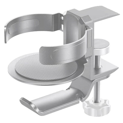 Two desktop clip-on cup holders and headphone hanger - adjustable, non-slip silicone, maximum load 15KG(silver) Tristar Online