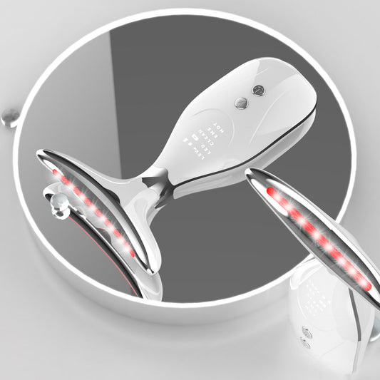Multi-Function Facial & Neck Massager with LED Light Therapy, EMS & Warm Import - Rechargeable Skin Care Device(White) Tristar Online