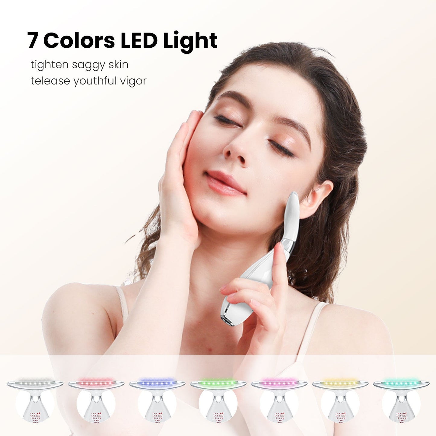 Multi-Function Facial & Neck Massager with LED Light Therapy, EMS & Warm Import - Rechargeable Skin Care Device(White) Tristar Online