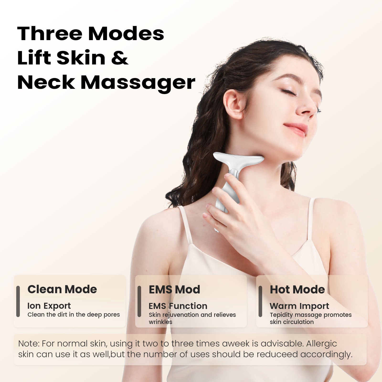 Multi-Function Facial & Neck Massager with LED Light Therapy, EMS & Warm Import - Rechargeable Skin Care Device(White) Tristar Online