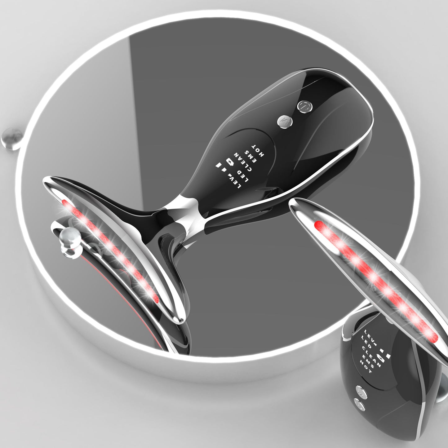 Multi-Function Facial & Neck Massager with LED Light Therapy, EMS & Warm Import - Rechargeable Skin Care Device(black) Tristar Online