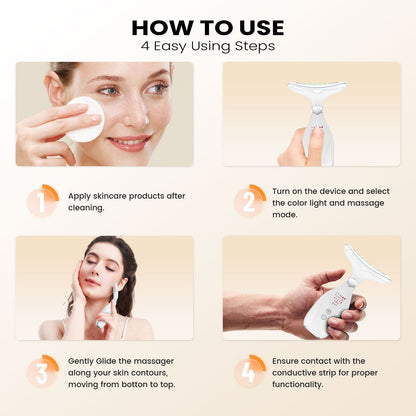 Multi-Function Facial & Neck Massager with LED Light Therapy, EMS & Warm Import - Rechargeable Skin Care Device(black) Tristar Online