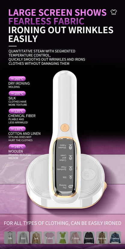 Portable Handheld Garment Steamer & Mini Iron - Smart Temperature Control, Rapid Heating & Powerful Steam for All Fabrics(White) Tristar Online