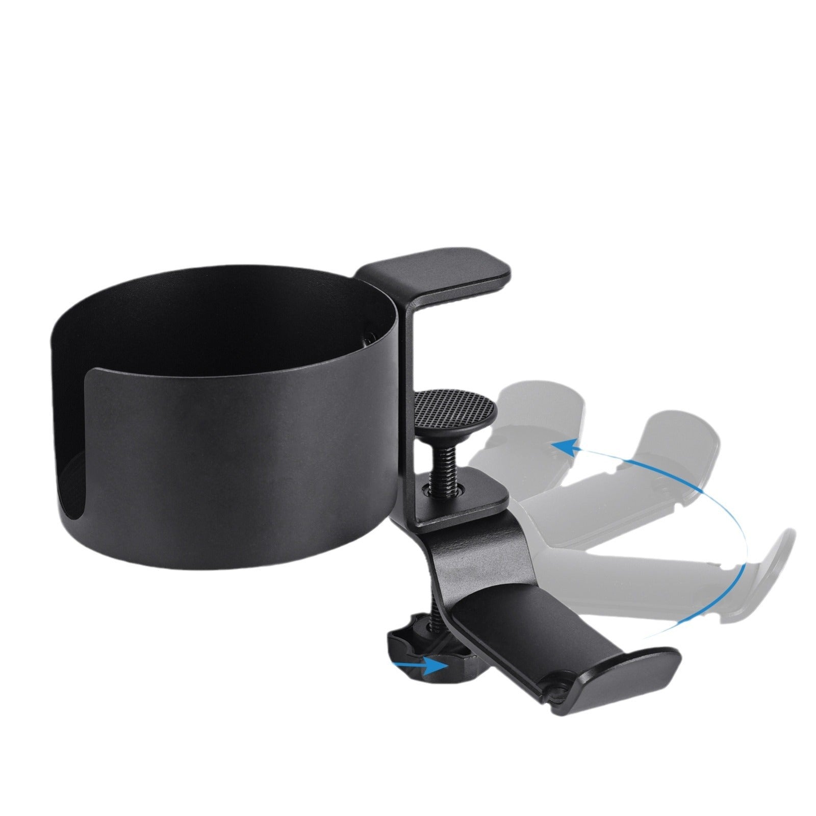 Heavy-Duty All-Metal Desk Clamp with 360-Degree Swivel Headphone Hanger & Cup Holder(black) Tristar Online