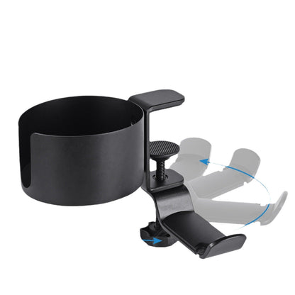 Heavy-Duty All-Metal Desk Clamp with 360-Degree Swivel Headphone Hanger & Cup Holder(black) Tristar Online