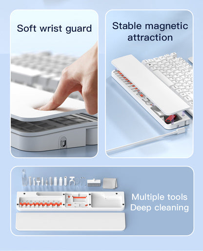 Two Multi-functional Keyboard Cleaning Kit & Ergonomic Wrist Rest with Integrated Storage(White) Tristar Online