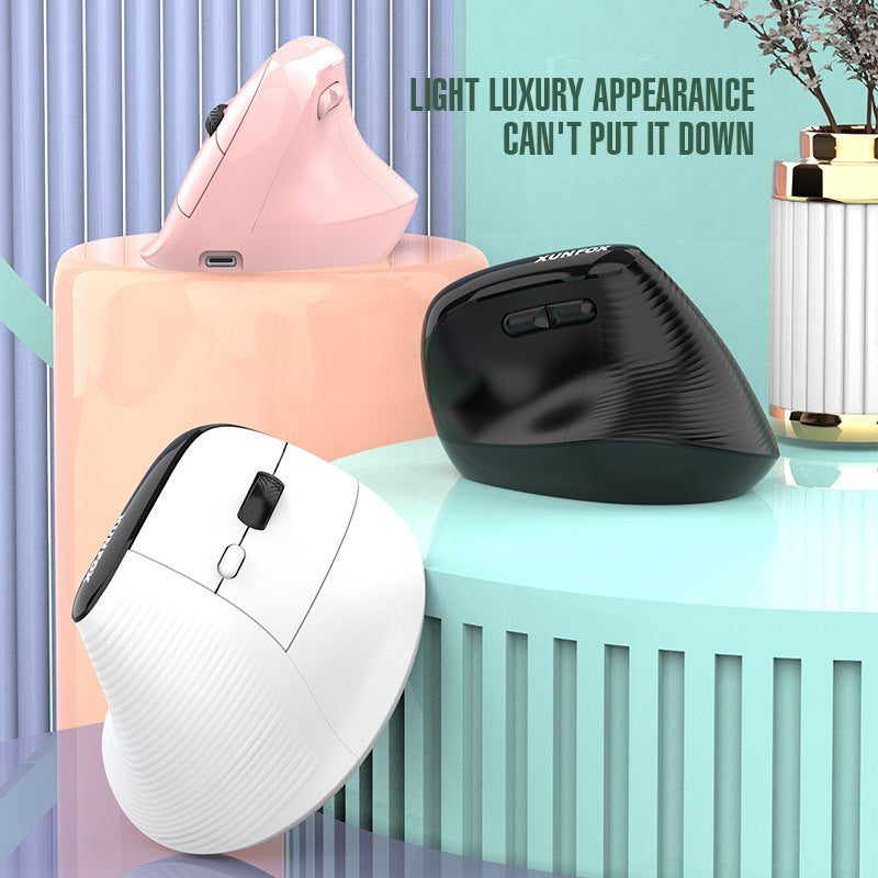 Two Ergonomic Vertical Wireless Mouse - Dual Mode (2.4G & Bluetooth), 5 Adjustable DPI, Silent Clicks, Rechargeable(white) Tristar Online