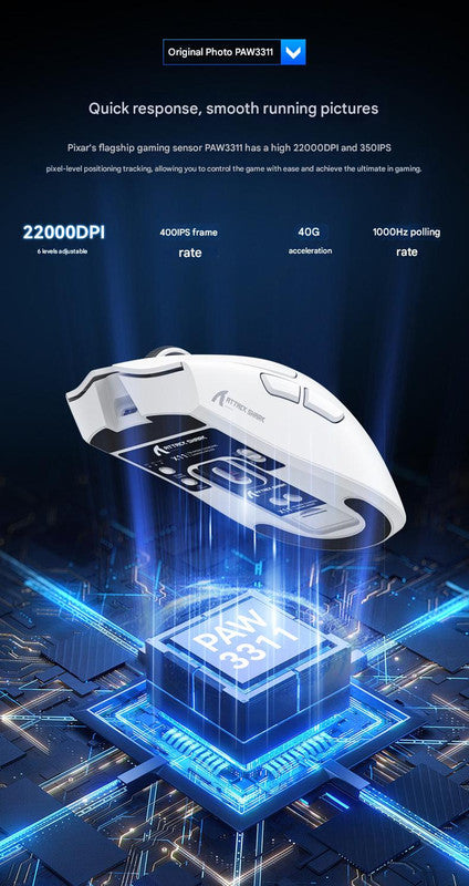 High-Performance Tri-Mode Wireless Gaming Mouse - 22000 DPI, Rechargeable, with RGB Charging Dock(white) Tristar Online