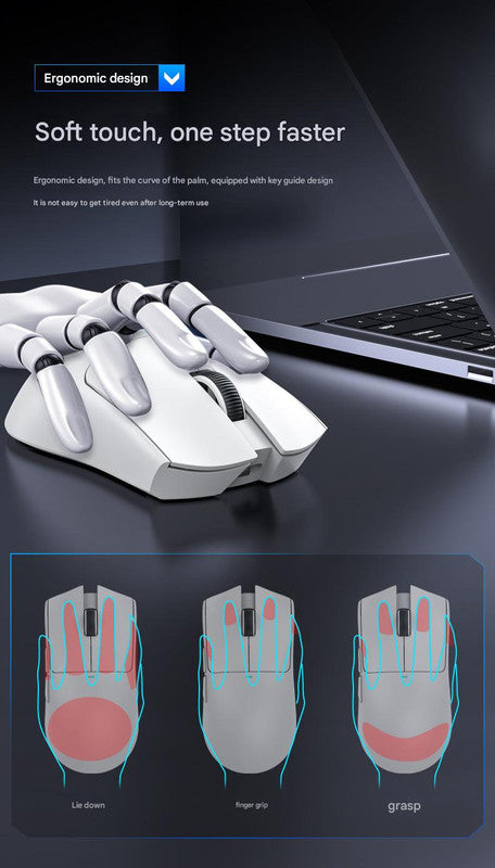 High-Performance Tri-Mode Wireless Gaming Mouse - 22000 DPI, Rechargeable, with RGB Charging Dock(white) Tristar Online