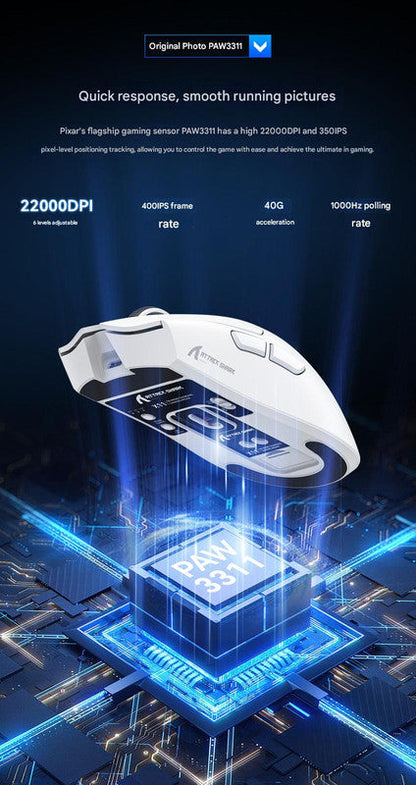 High-Performance Tri-Mode Wireless Gaming Mouse - 22000 DPI, Rechargeable, with RGB Charging Dock(black) Tristar Online