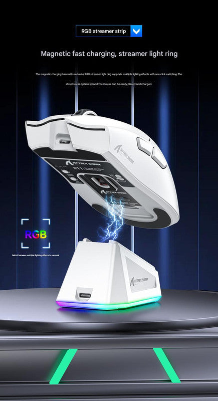 High-Performance Tri-Mode Wireless Gaming Mouse - 22000 DPI, Rechargeable, with RGB Charging Dock(red) Tristar Online