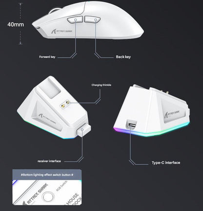 High-Performance Tri-Mode Wireless Gaming Mouse - 22000 DPI, Rechargeable, with RGB Charging Dock(red) Tristar Online