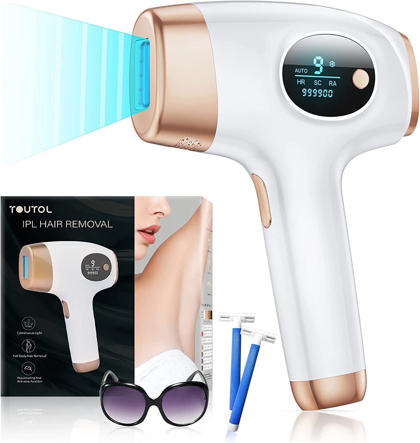 IPL Hair Removal Device - 3-in-1 Permanent Hair Reduction, Skin Rejuvenation & Acne Control(white) Tristar Online