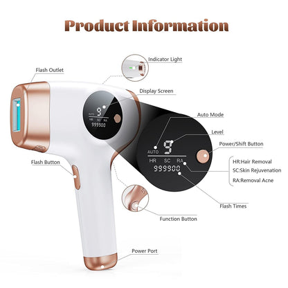 IPL Hair Removal Device - 3-in-1 Permanent Hair Reduction, Skin Rejuvenation & Acne Control(white) Tristar Online