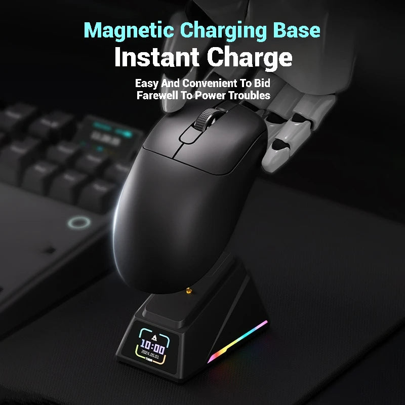 Tri-Mode Wireless Gaming Mouse with 8000Hz Polling Rate, PAW3950 Sensor & Magnetic Charging Dock(Orange) Tristar Online