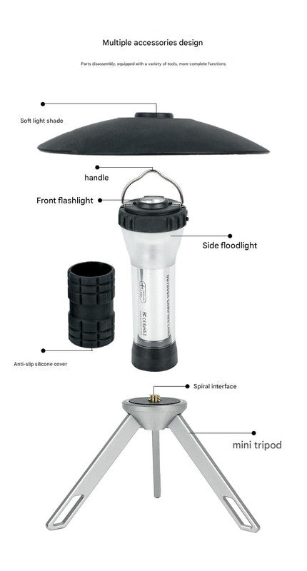 Portable Outdoor Camping Lantern with Tripod Stand, Soft Light Diffuser & USB-C Charging(black) Tristar Online