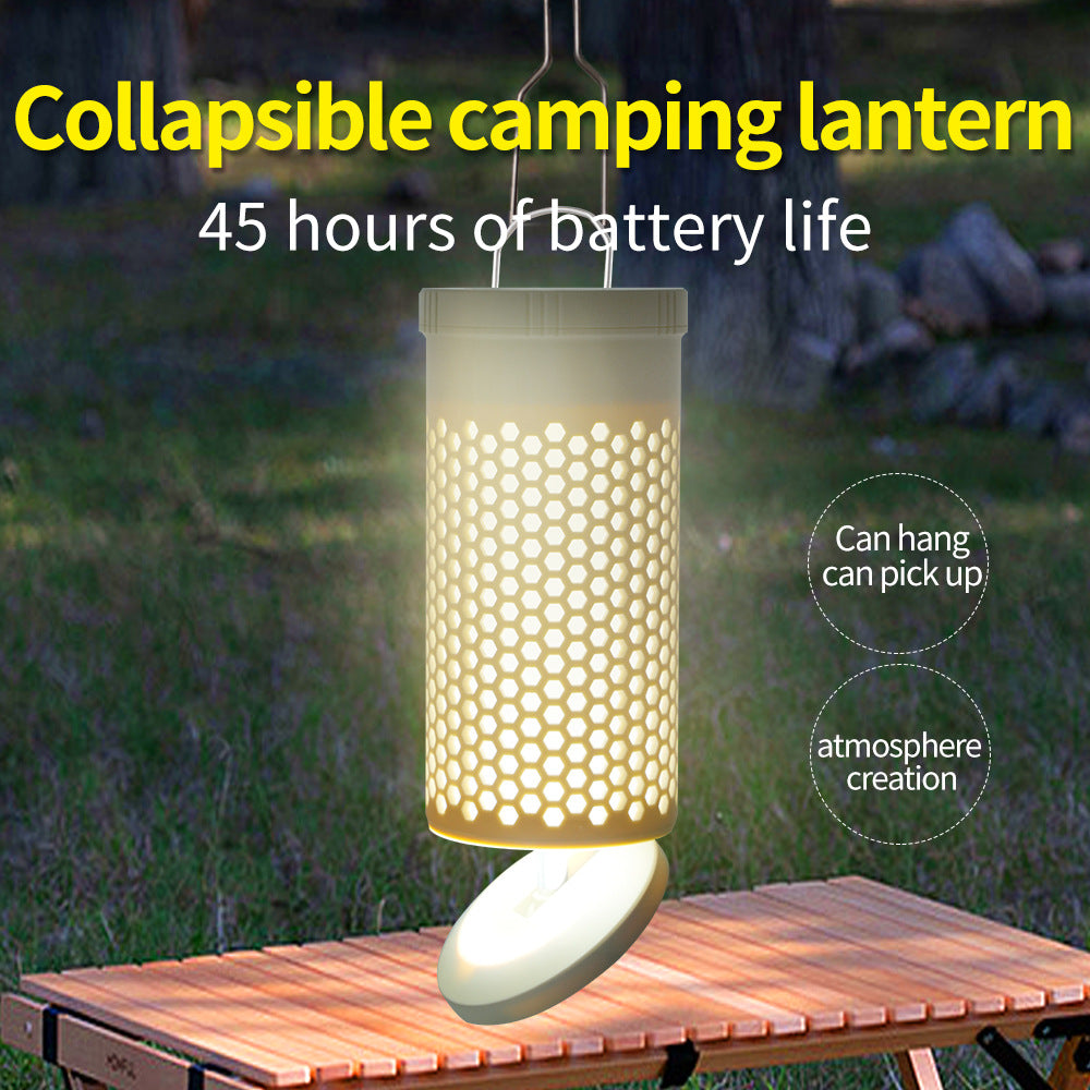 Collapsible LED Camping Lantern with 45-Hour Battery Life, USB-C Charging & Atmosphere Lighting(Khaki) Tristar Online