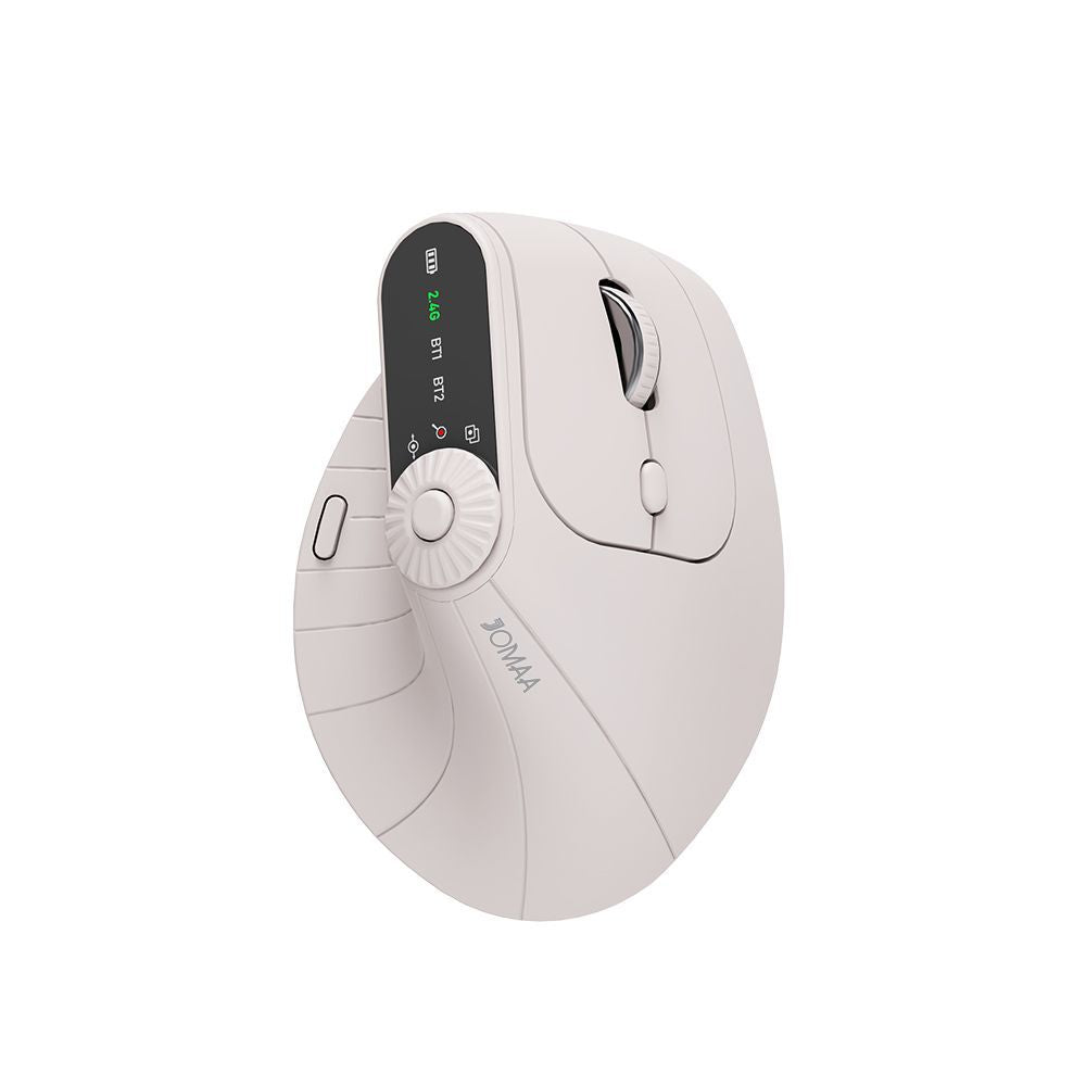 Ergonomic Vertical Mouse - 2.4G/Bluetooth Multi-Mode, LED Display, 57-Degree Angle, & 400mAh Battery(Beige) Tristar Online