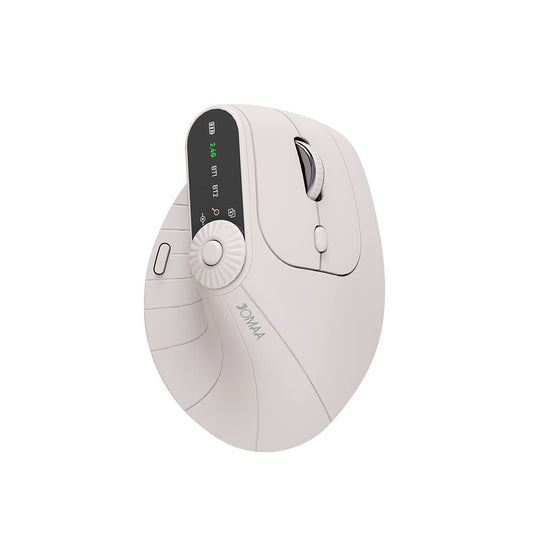 Ergonomic Vertical Mouse - 2.4G/Bluetooth Multi-Mode, LED Display, 57-Degree Angle, & 400mAh Battery(Beige) Tristar Online