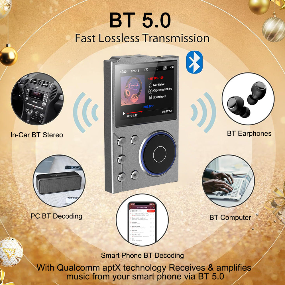 Portable Hi-Res Digital Audio Player - DSD, Dual DAC, Bluetooth 5.0, Expandable Storage(BLACK 16GB + 16GB) Tristar Online
