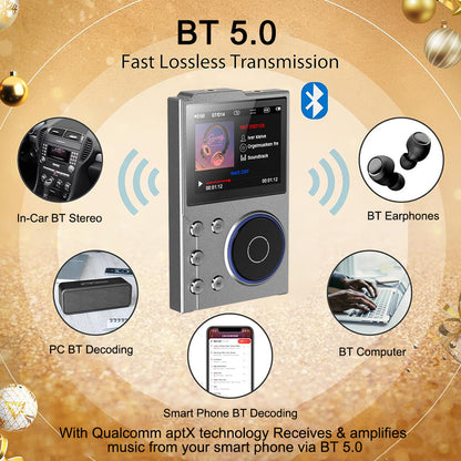 Portable Hi-Res Digital Audio Player - DSD, Dual DAC, Bluetooth 5.0, Expandable Storage(BLACK 16GB +32GB) Tristar Online