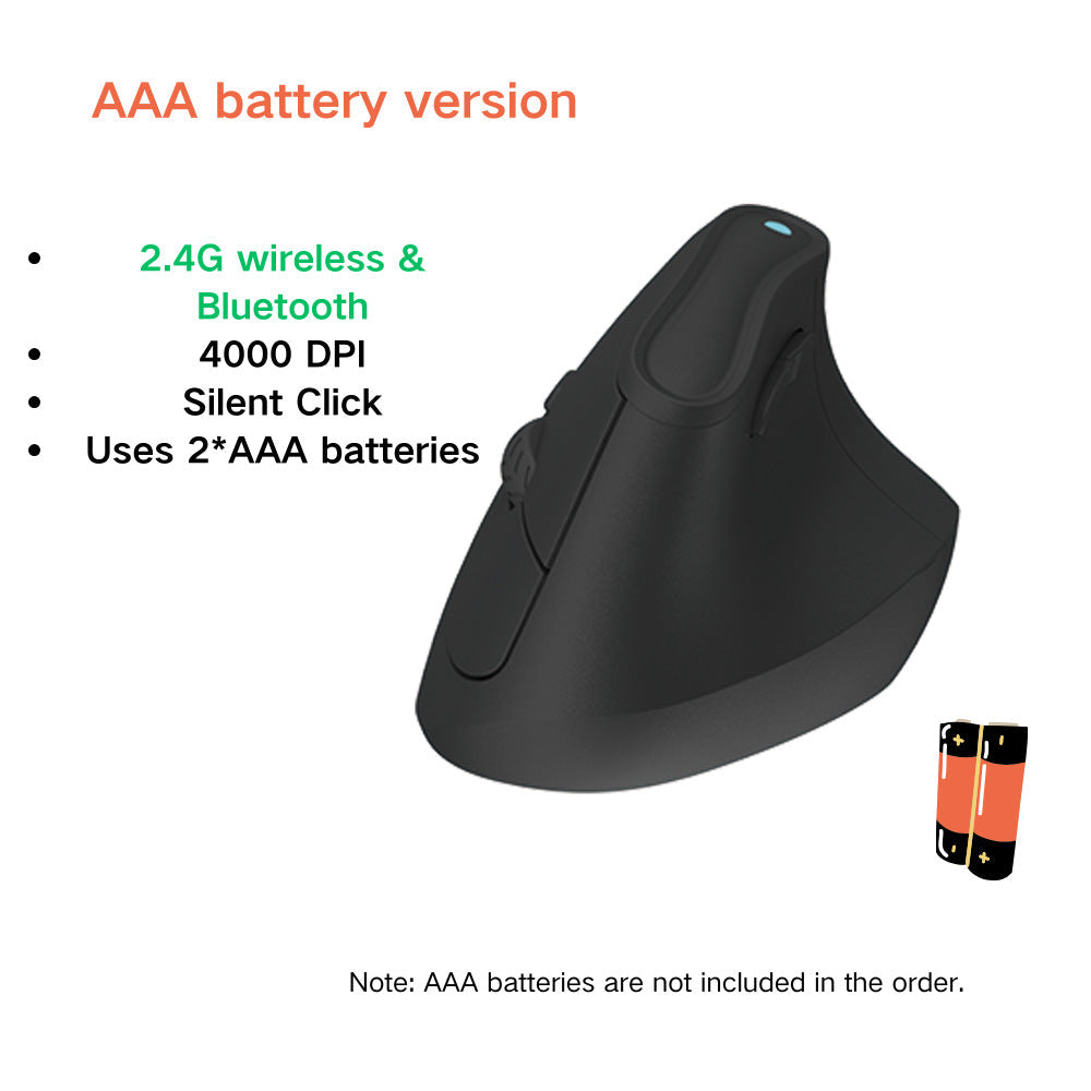Ergonomic Vertical Mouse - Multi-Device Bluetooth5.0 & 2.4G Wireless, Adjustable DPI, Silent Click(black) Tristar Online