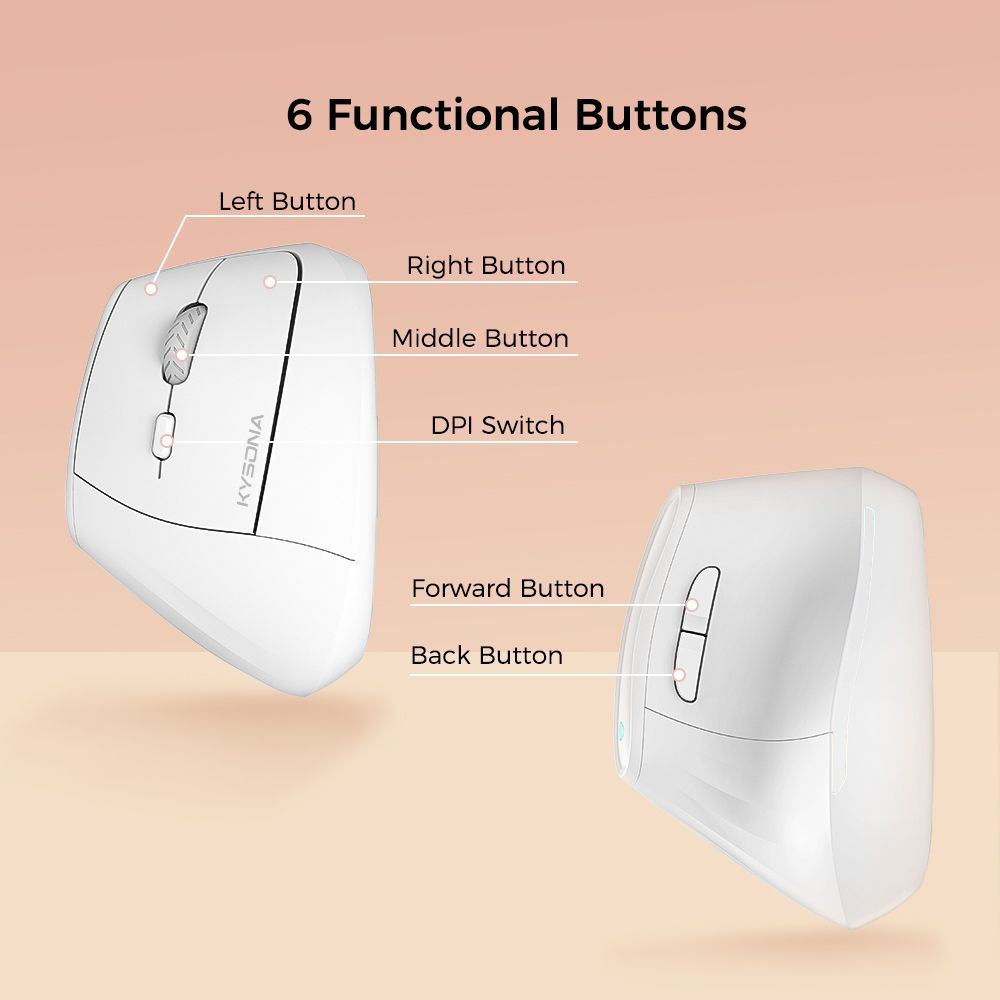 Ergonomic Vertical Mouse - Multi-Device Bluetooth5.0 & 2.4G Wireless, Adjustable DPI, Silent Click(black) Tristar Online