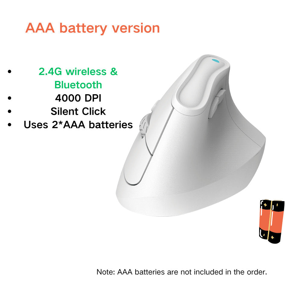 Ergonomic Vertical Mouse - Multi-Device Bluetooth5.0 & 2.4G Wireless, Adjustable DPI, Silent Click(white) Tristar Online