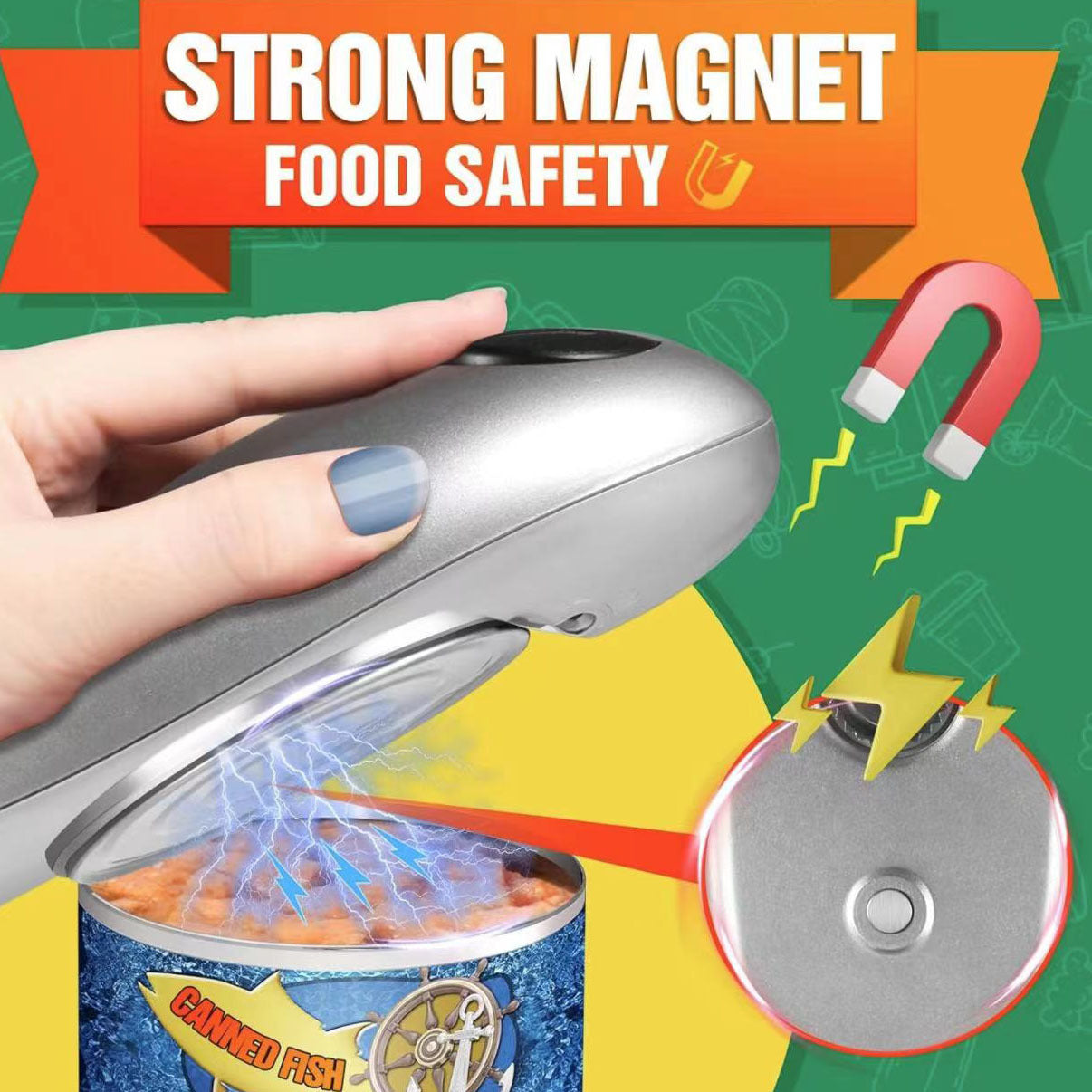 2pc One-Touch Electric Can Opener - Automatic Hands-Free Operation with Safety Smooth Edge(silver) Tristar Online