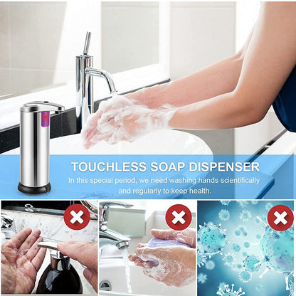 Touchless Automatic Soap Dispenser - Stainless Steel, Adjustable Volume, Infrared Sensor for Kitchen & Bathroom(Silver) Tristar Online