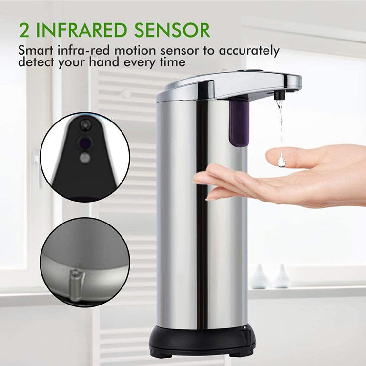 Touchless Automatic Soap Dispenser - Stainless Steel, Adjustable Volume, Infrared Sensor for Kitchen & Bathroom(Silver) Tristar Online