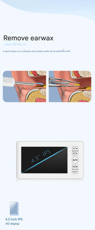 All-in-One Wireless Visual Ear Cleaner Kit with 4.3" IPS Display Screen(white) Tristar Online