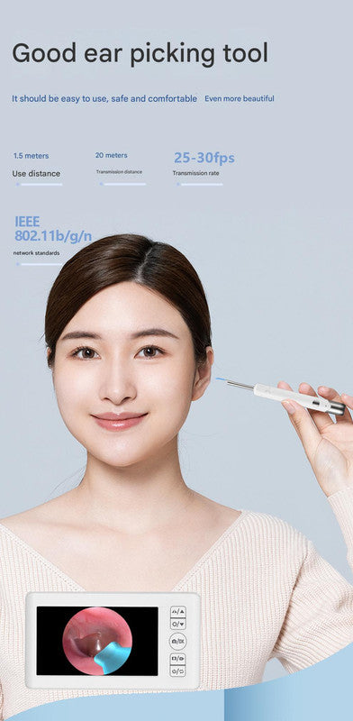 All-in-One Wireless Visual Ear Cleaner Kit with 4.3" IPS Display Screen(white) Tristar Online