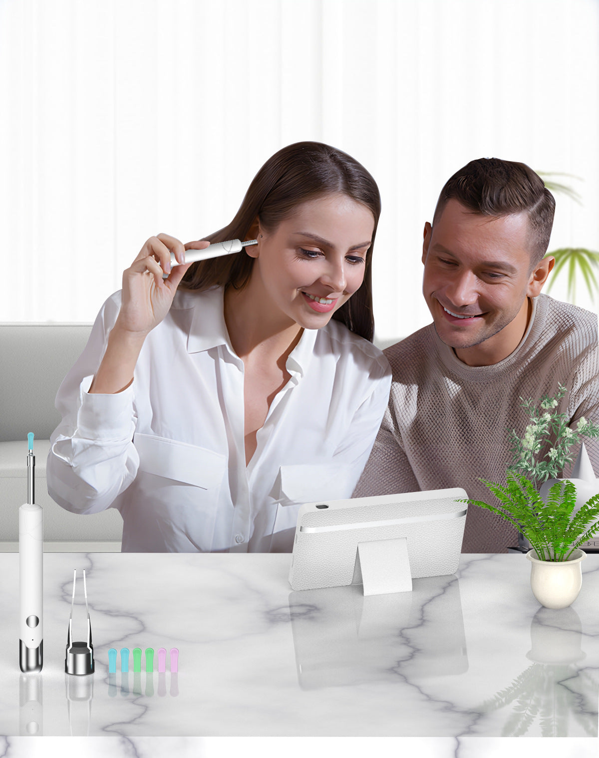 All-in-One Wireless Visual Ear Cleaner Kit with 4.3" IPS Display Screen(white) Tristar Online