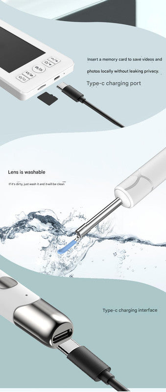 All-in-One Wireless Visual Ear Cleaner Kit with 4.3" IPS Display Screen(white) Tristar Online