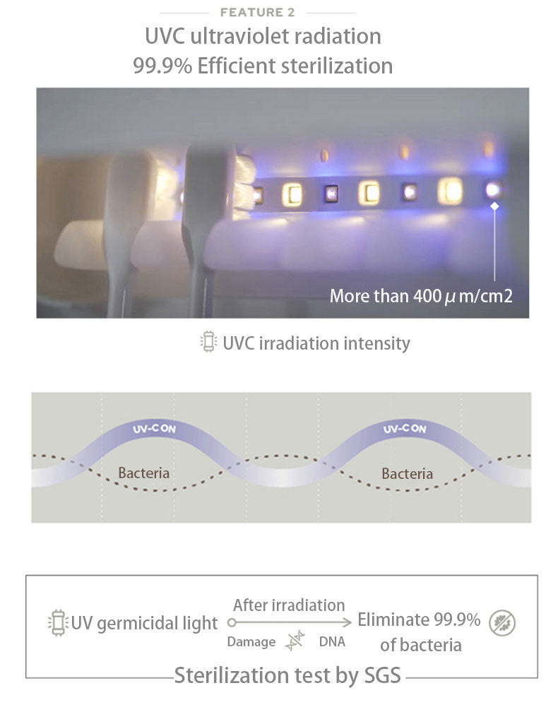 Smart UVC Toothbrush Sterilizer & Holder with Heat Drying, Radar Sensor Night Light(white) Tristar Online