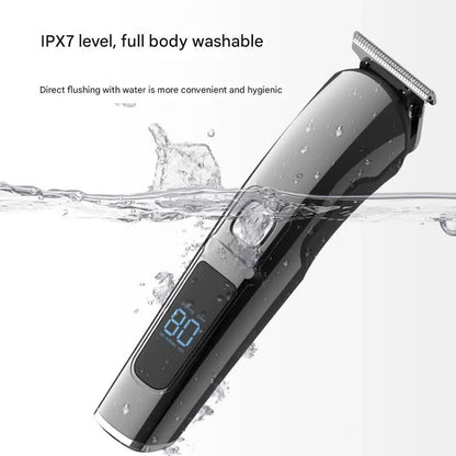 All-in-One Professional Men's Grooming Kit - IPX7 Waterproof Hair Clipper & Beard Trimmer with LED Display(Grey) Tristar Online