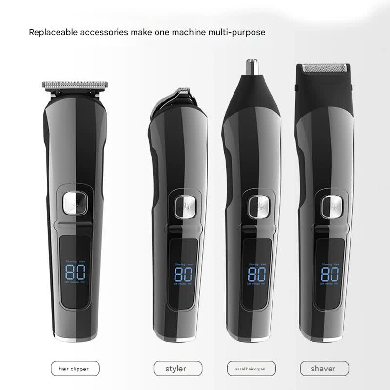 All-in-One Professional Men's Grooming Kit - IPX7 Waterproof Hair Clipper & Beard Trimmer with LED Display(Grey) Tristar Online