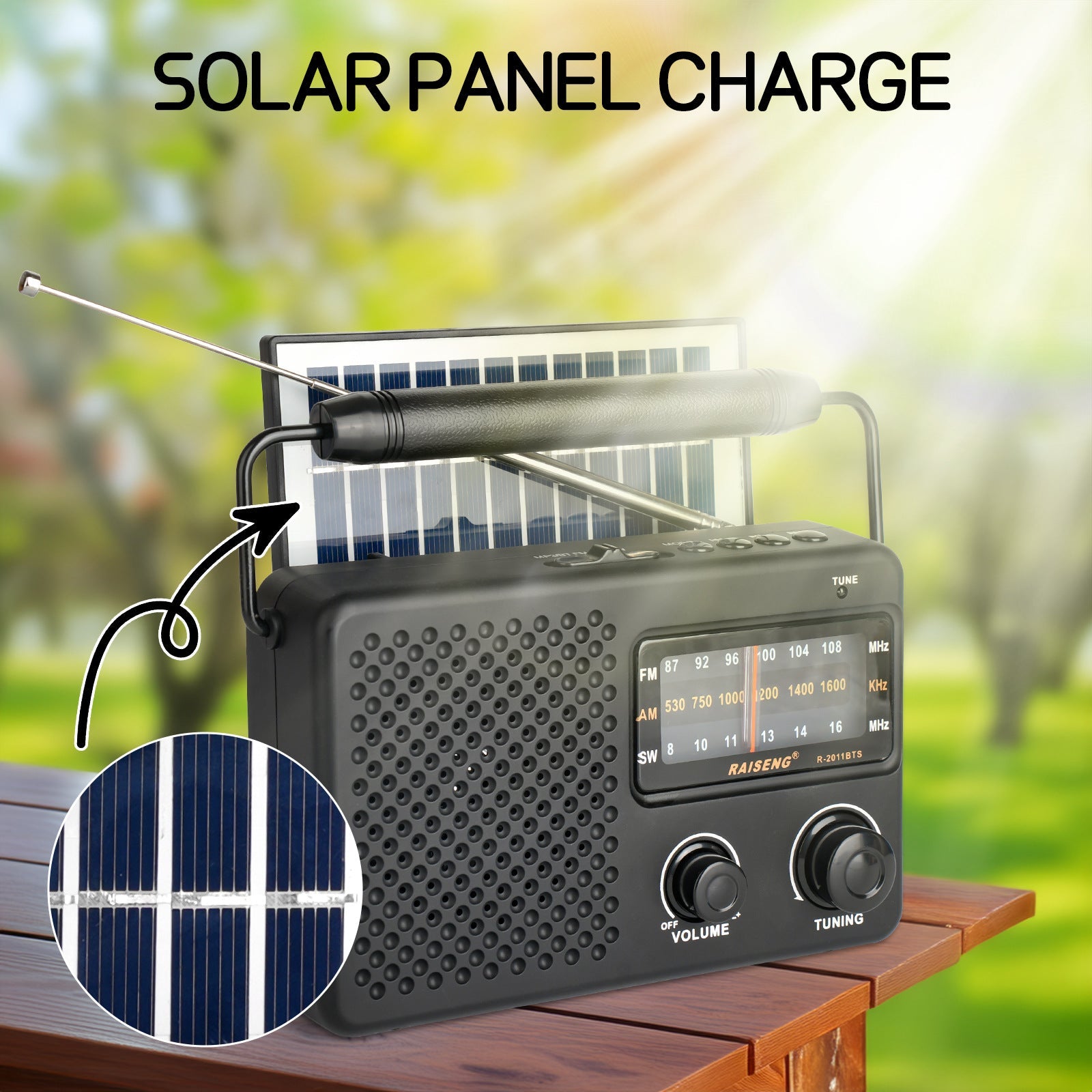 Portable Solar Powered 3-Band AM/FM/SW Radio with Bluetooth Speaker & Multiple Charging Options(black) Tristar Online