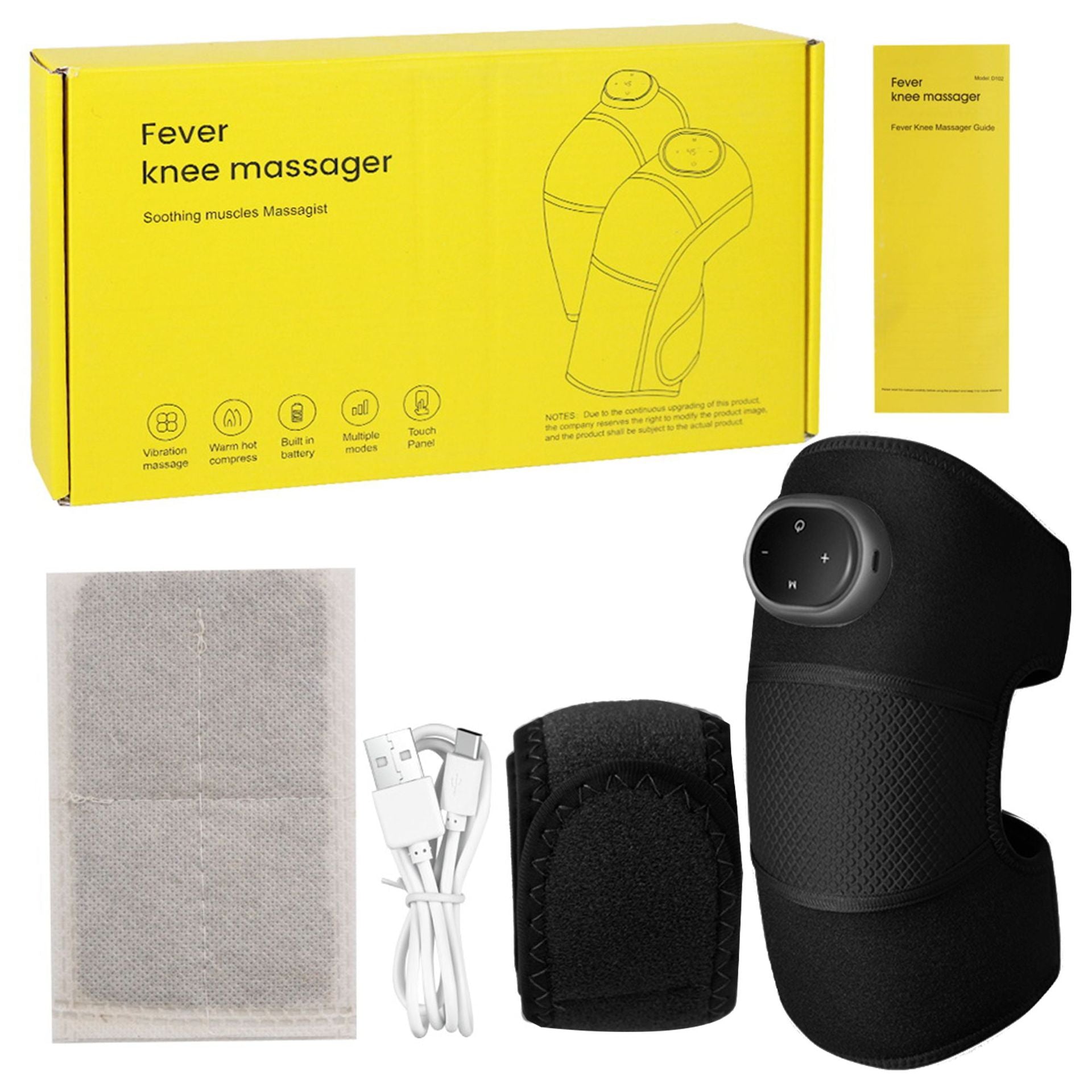 Rechargeable Heated Knee Massager Brace with Vibration & Adjustable Straps(Black) Tristar Online