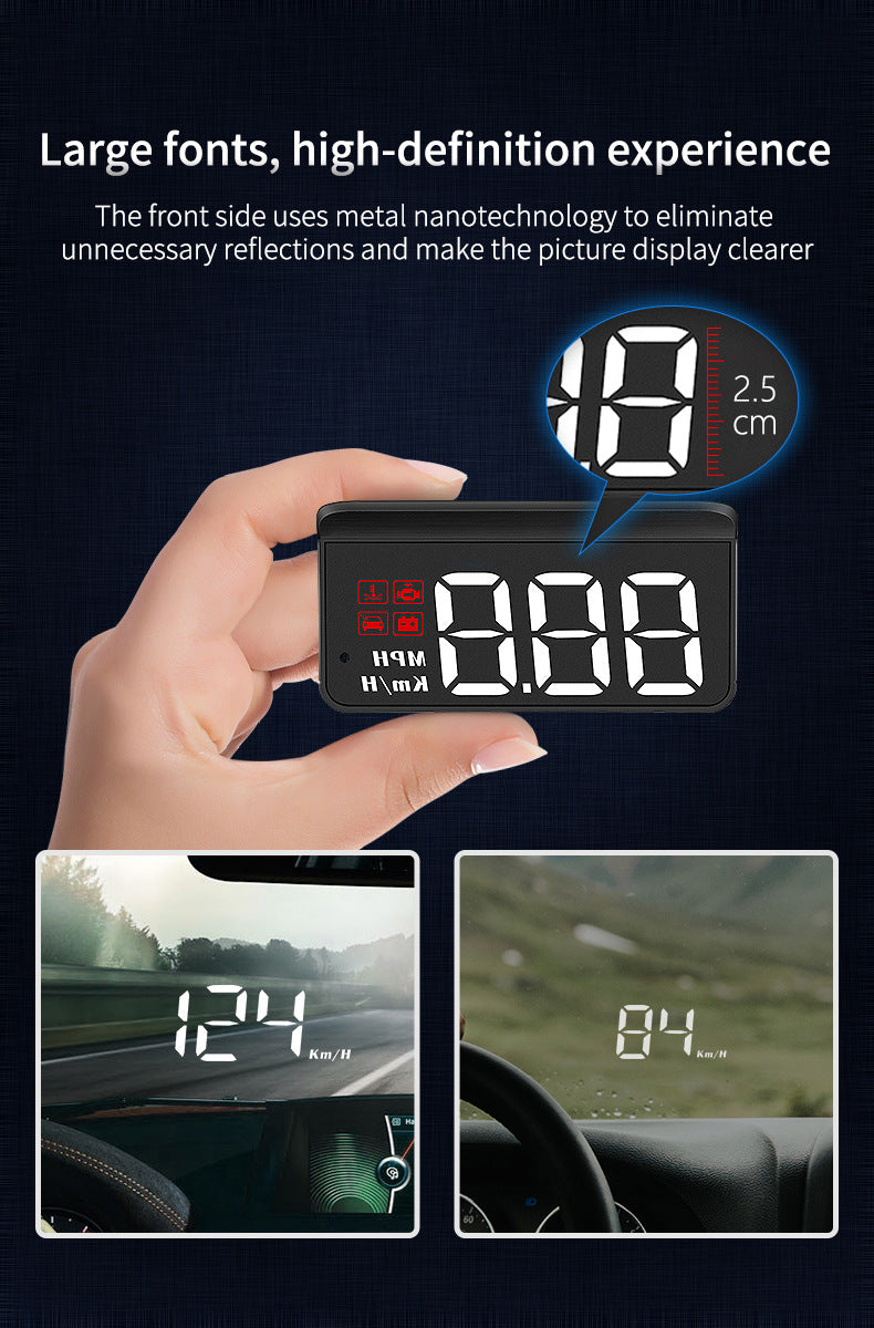 Compact OBD2 Car Head-Up Display (HUD) - Digital Speedometer with 5 Alarm Functions & Adaptive Brightness(black) Tristar Online