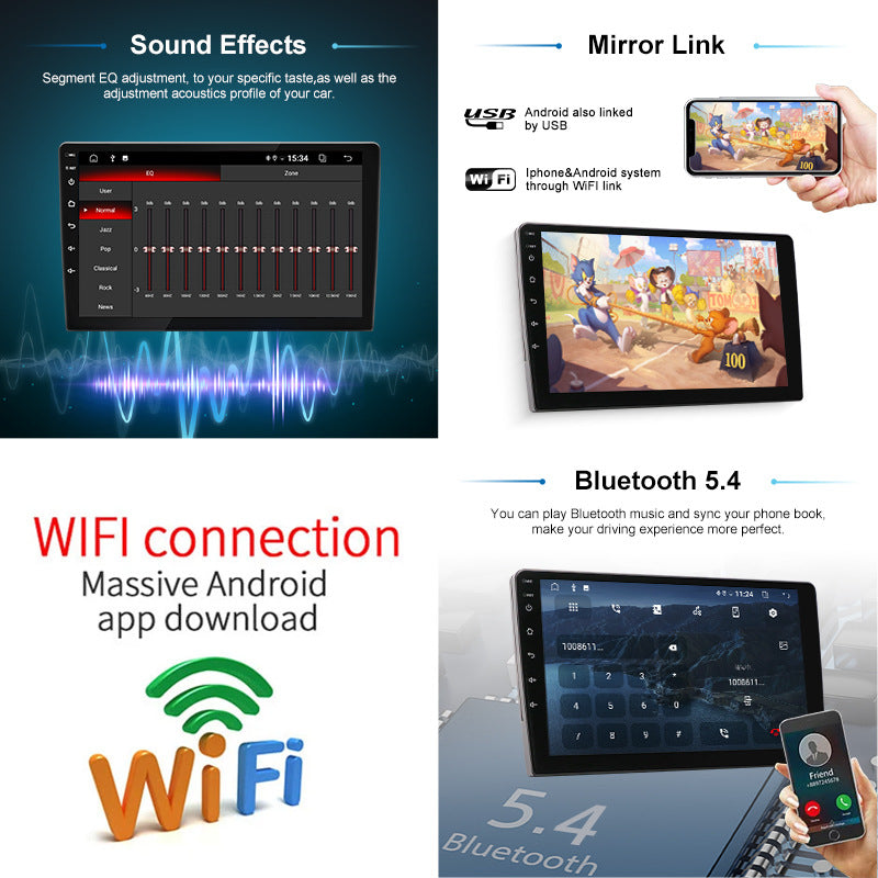 Universal 10-Inch Android Car Stereo GPS Navigator - QLED HD Touchscreen, 2GB RAM 32GB ROM, WiFi, Bluetooth 5.4, CarPlay & Mirror Link(black 10 inches) Tristar Online