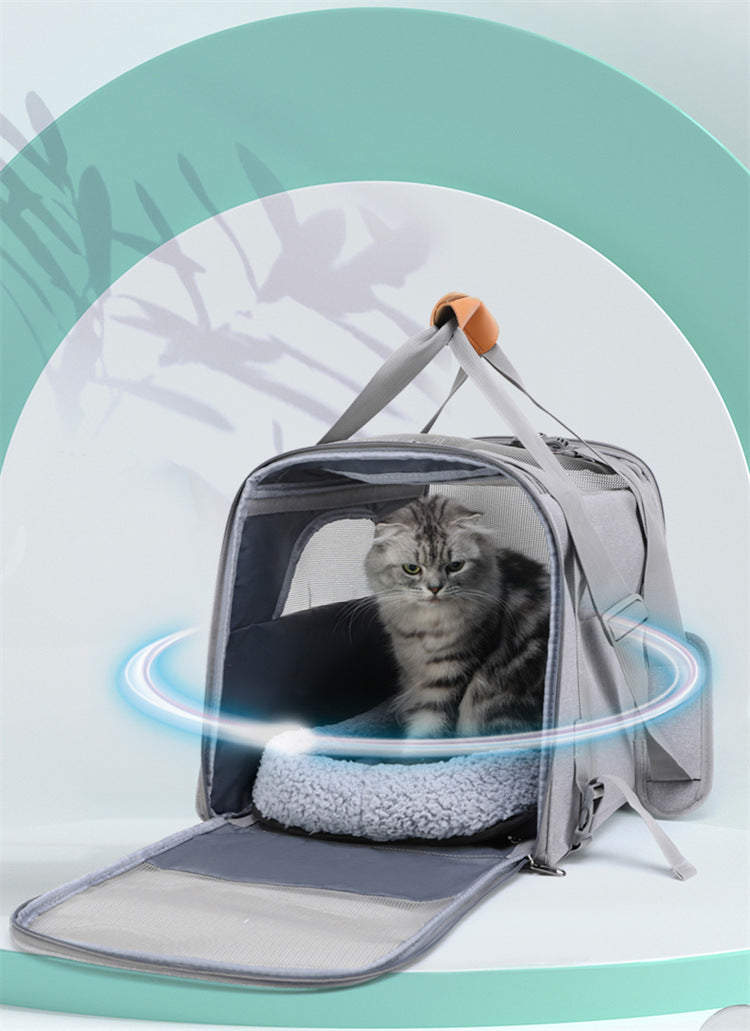 Foldable Soft-Sided Pet Carrier for Travel - Fits Cats & Small Dogs Under 6kg, with Removable Plush Bed & Shoulder Strap(black) Tristar Online